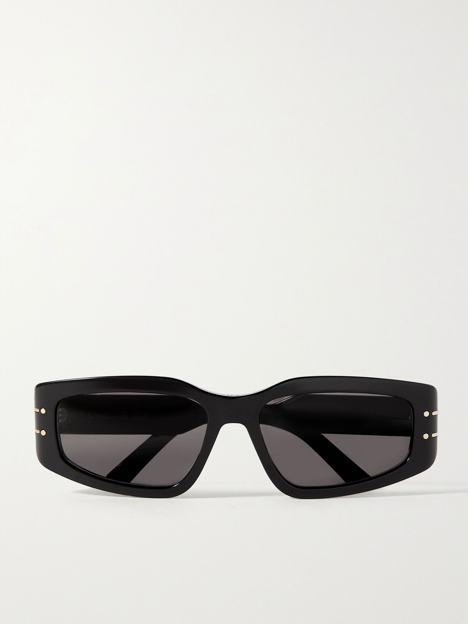 DiorSignature S9U rectangular-frame acetate and gold-tone sunglasses Black - 1