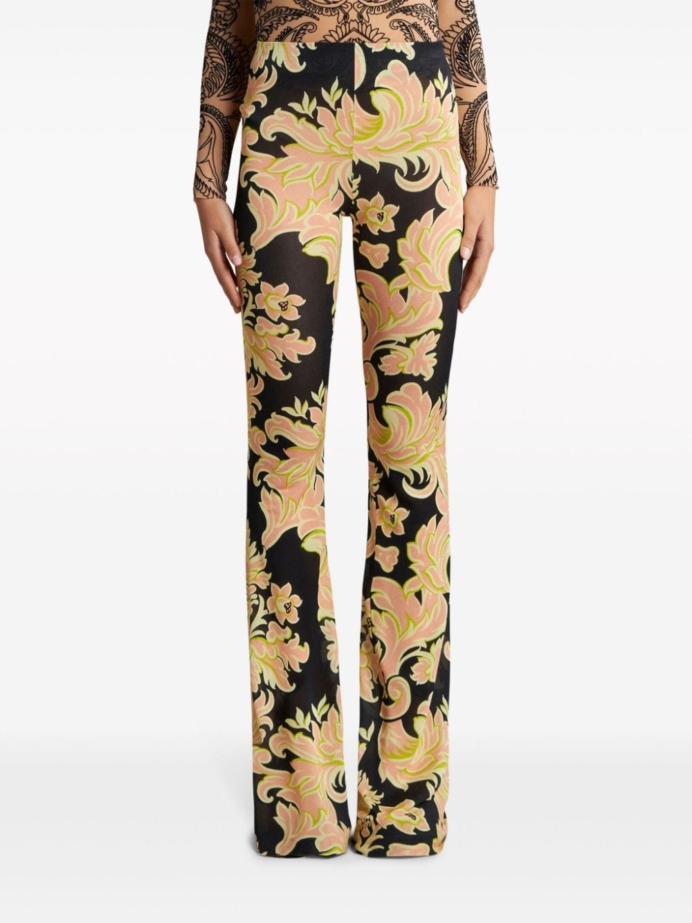 floral-print high-waisted trousers - 3