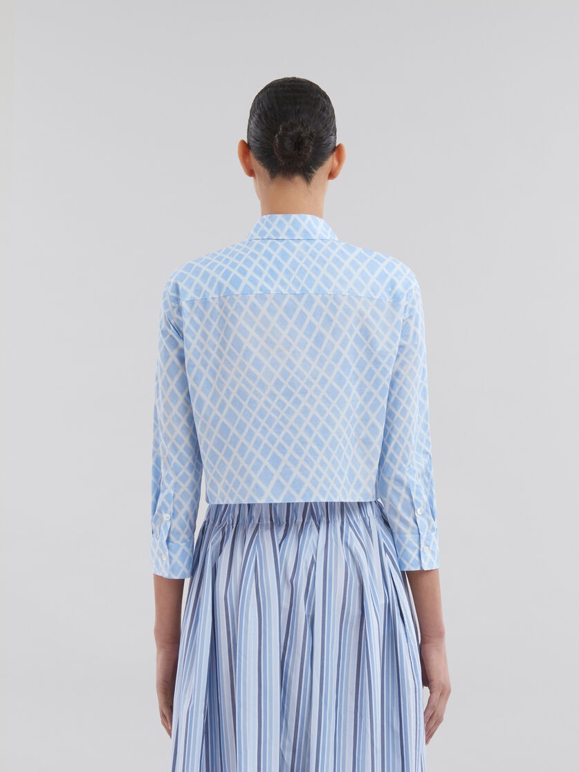 LIGHT BLUE ORGANIC POPLIN CROPPED SHIRT WITH LANDSCAPES PRINT - 3