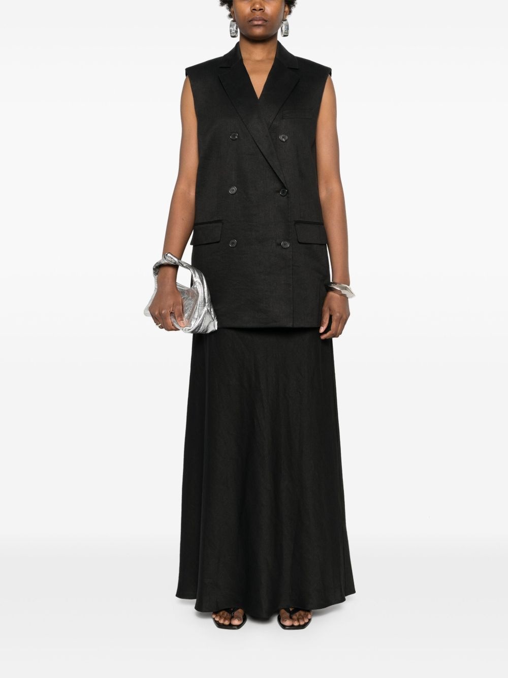 linen blend midi skirt - 2