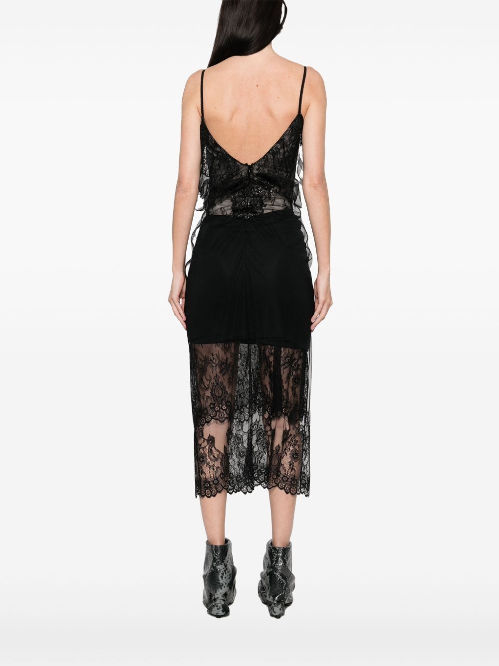 tulle-overlay midi dress - 4