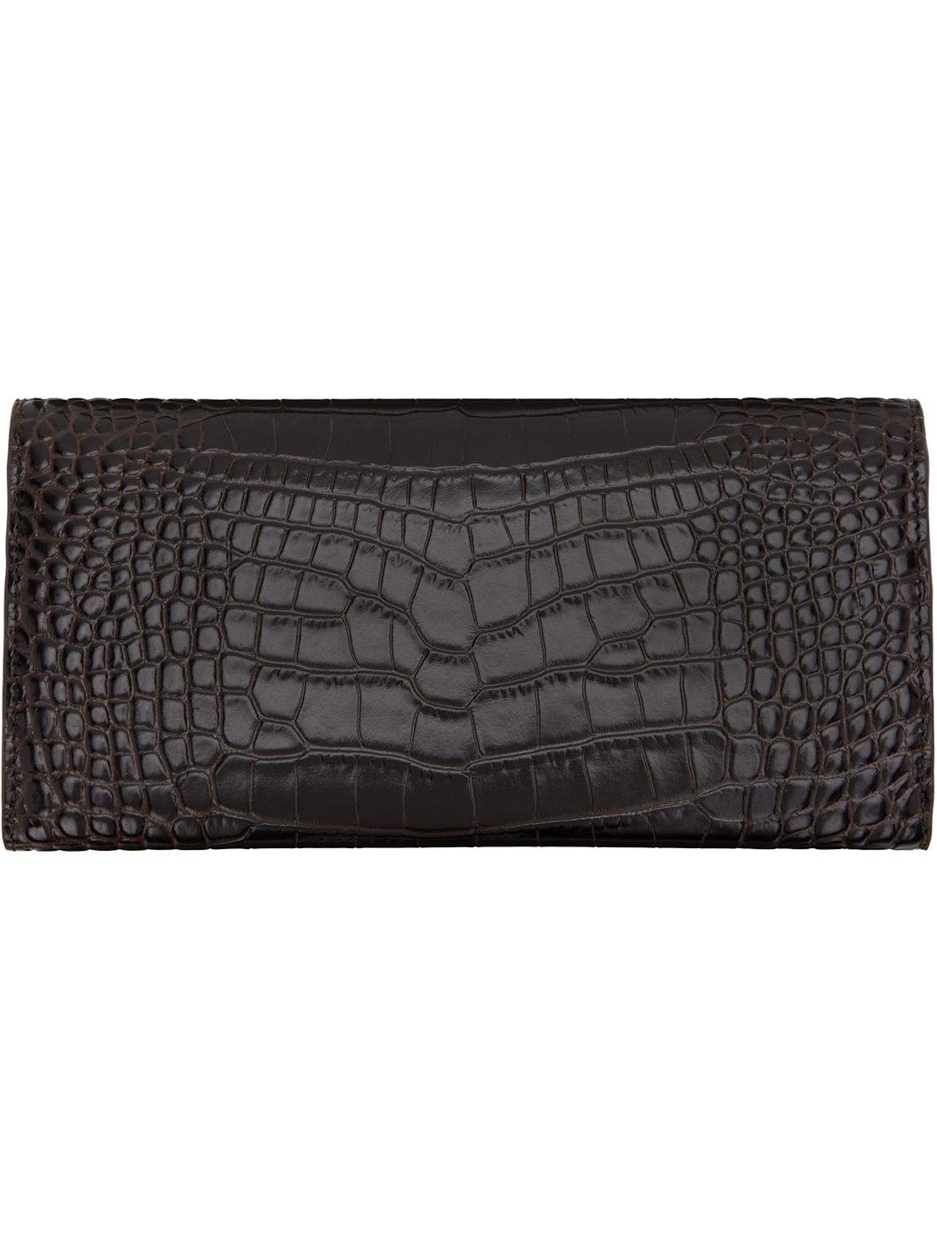Brown T-Lock Croco-Embossed Wallet - 2