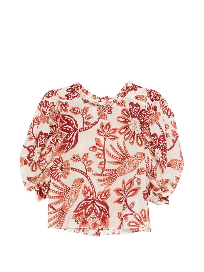 ruffled-neck floral-print blouse 1