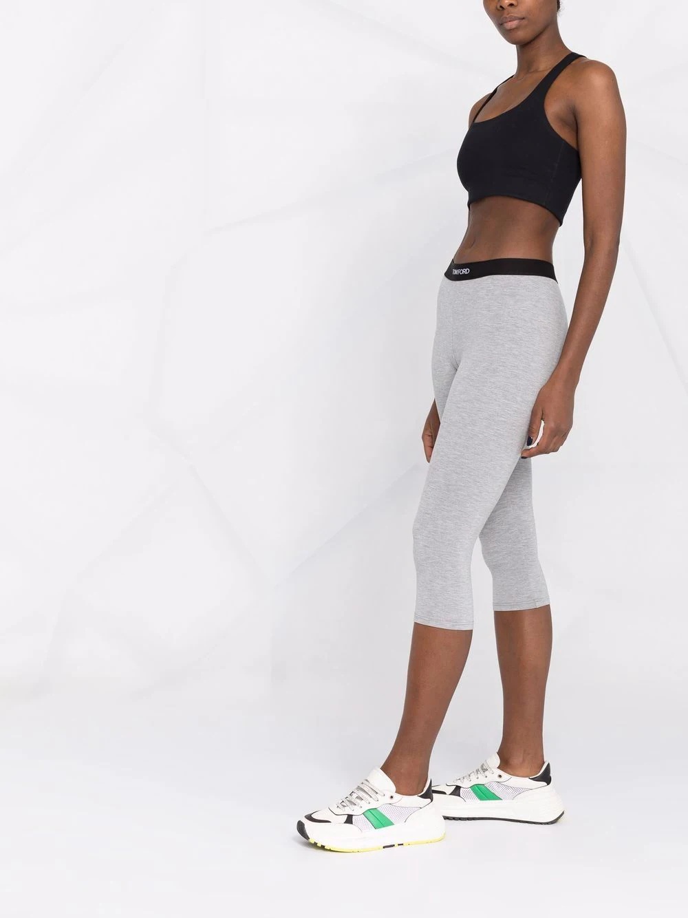 cropped logo-waistband leggings - 4