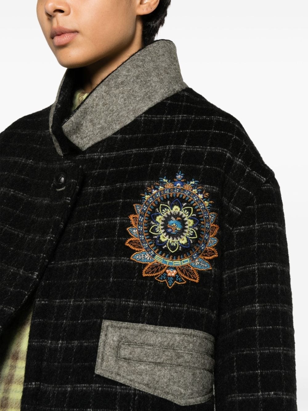 checked cropped jacket - 5