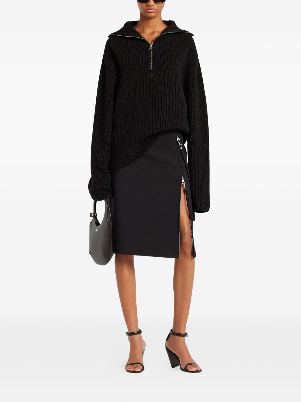 zip-neck ribbed-knit sweater - 6