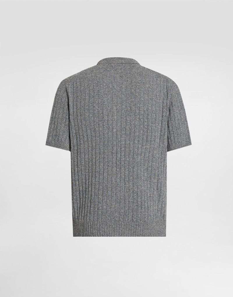 Dolce & Gabbana Ribbed cotton and linen polo shirt outlook