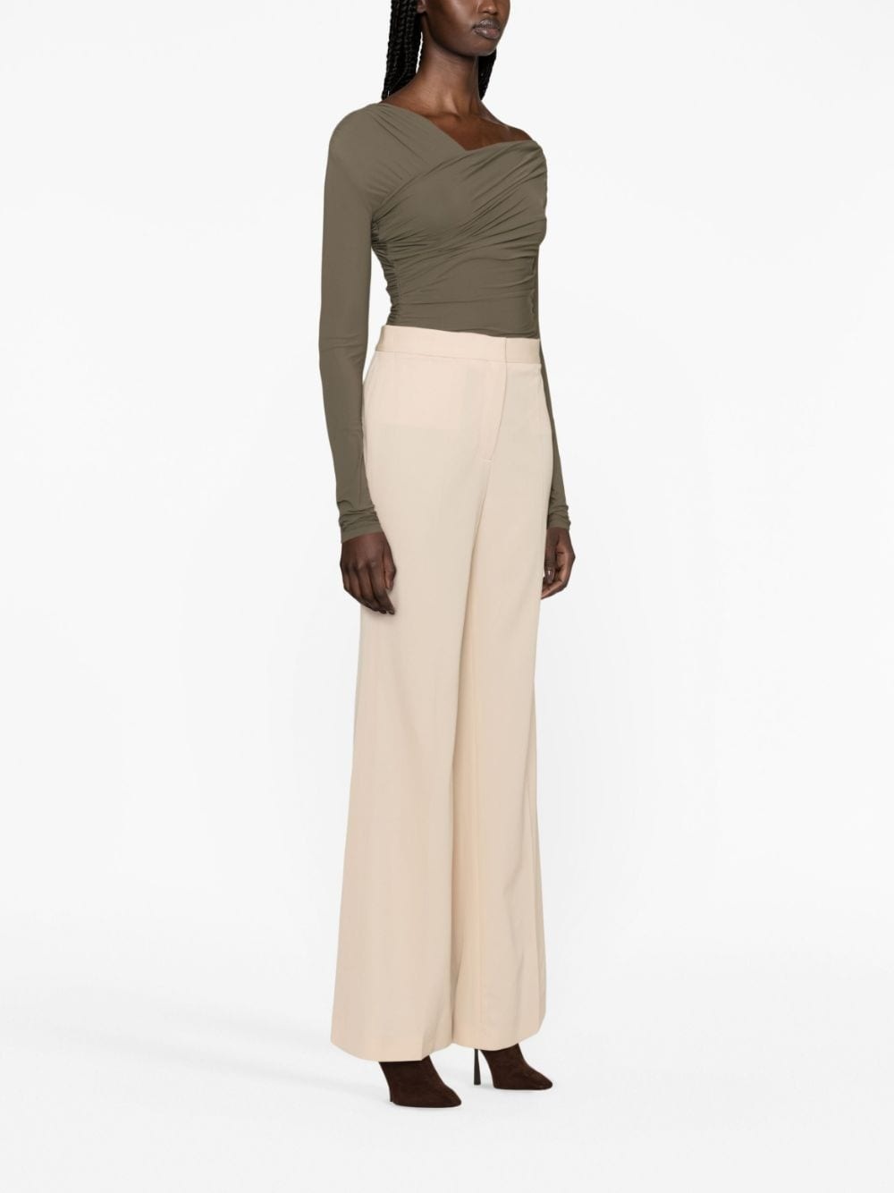 tailored flared stretch-wool trousers - 3