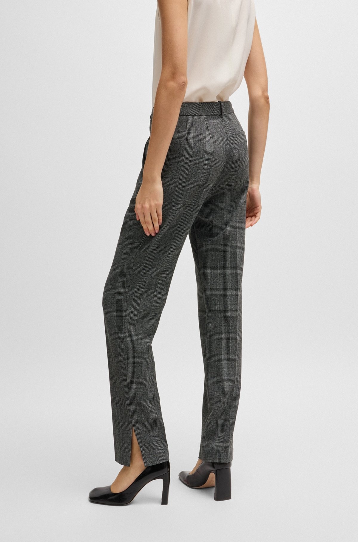 SLIM-LEG TROUSERS IN CHECKED STRETCH FABRIC - 4