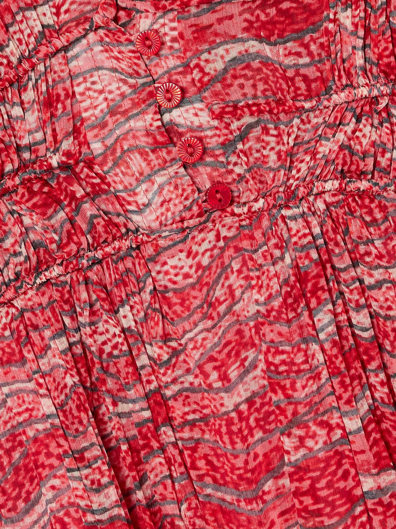 Anawa tie-detailed gathered printed crepon mini dress Red - 4