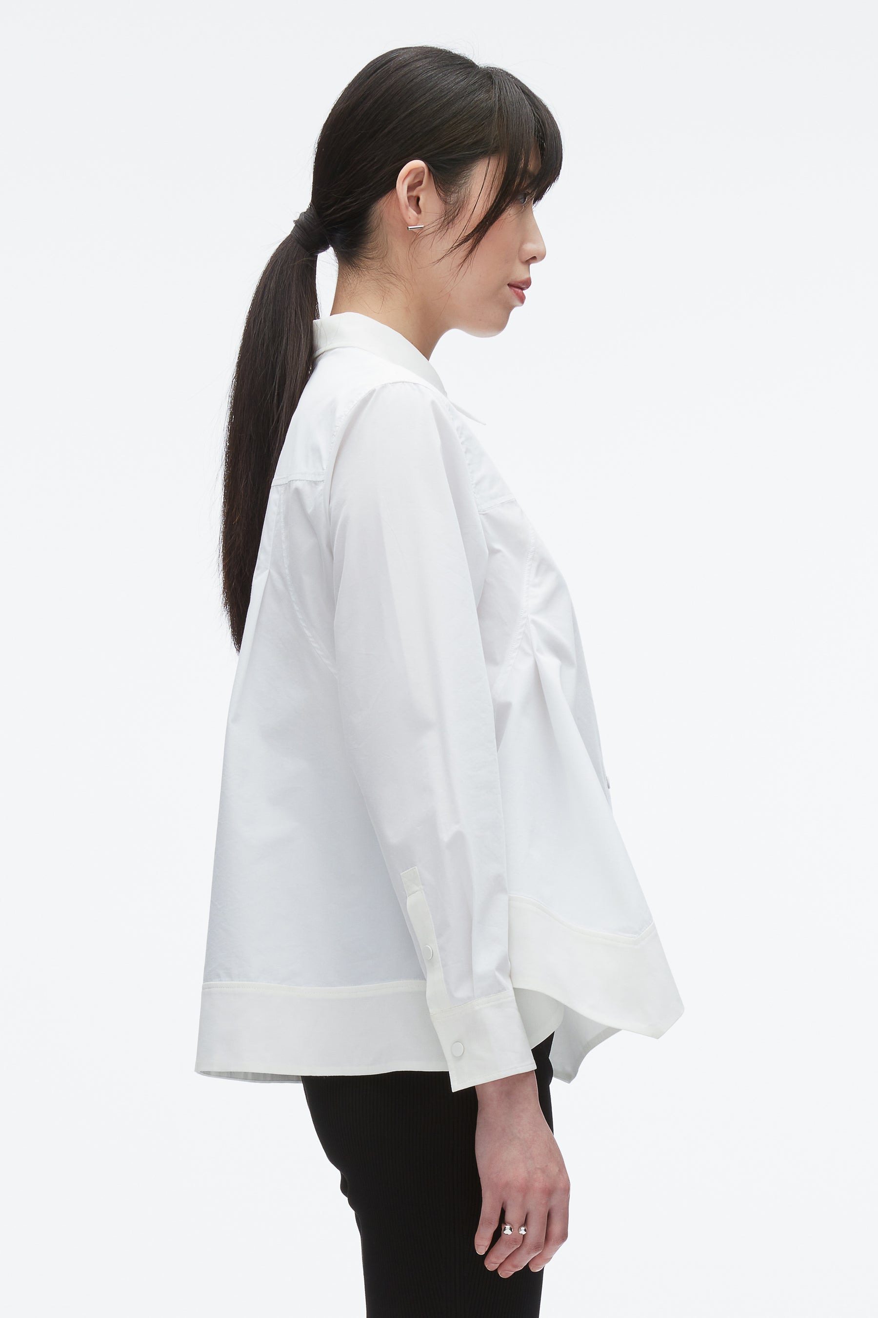 Flounce Hem Poplin Shirt - 4