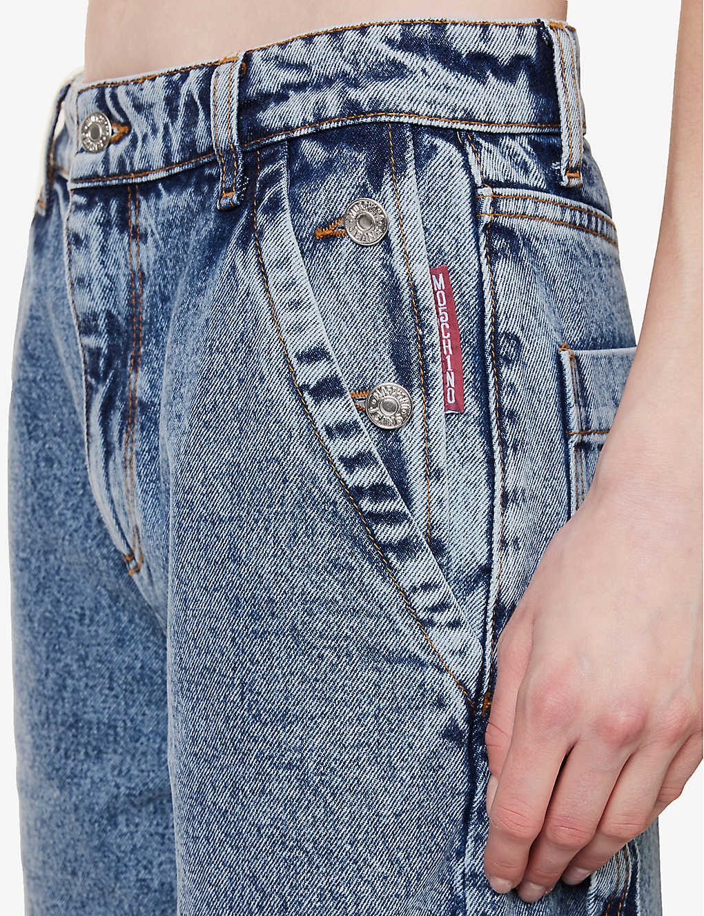 Acid-wash straight-leg mid-rise jeans - 5