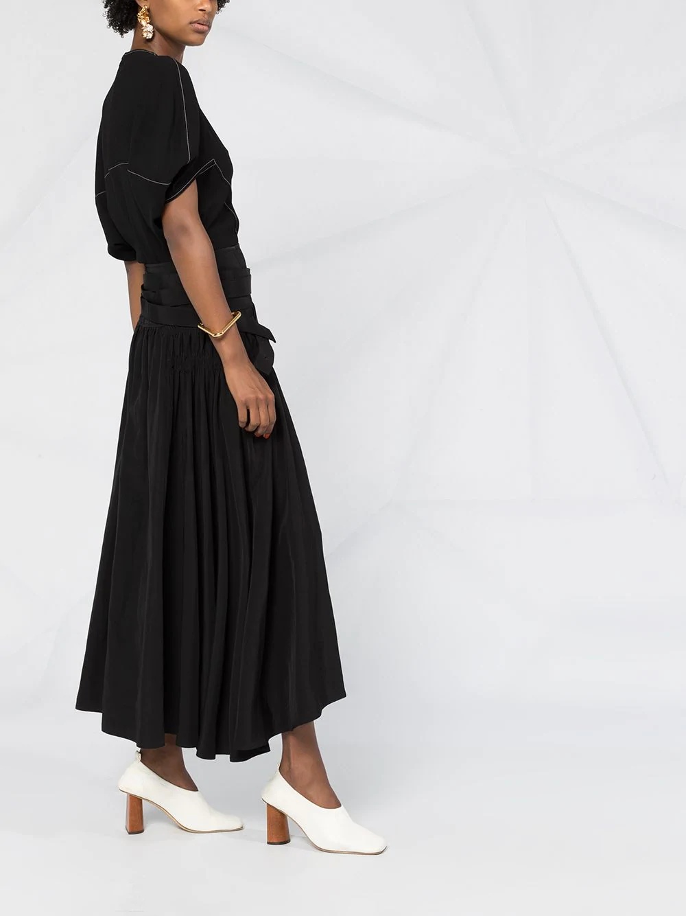 pleated mid-length skirt - 4