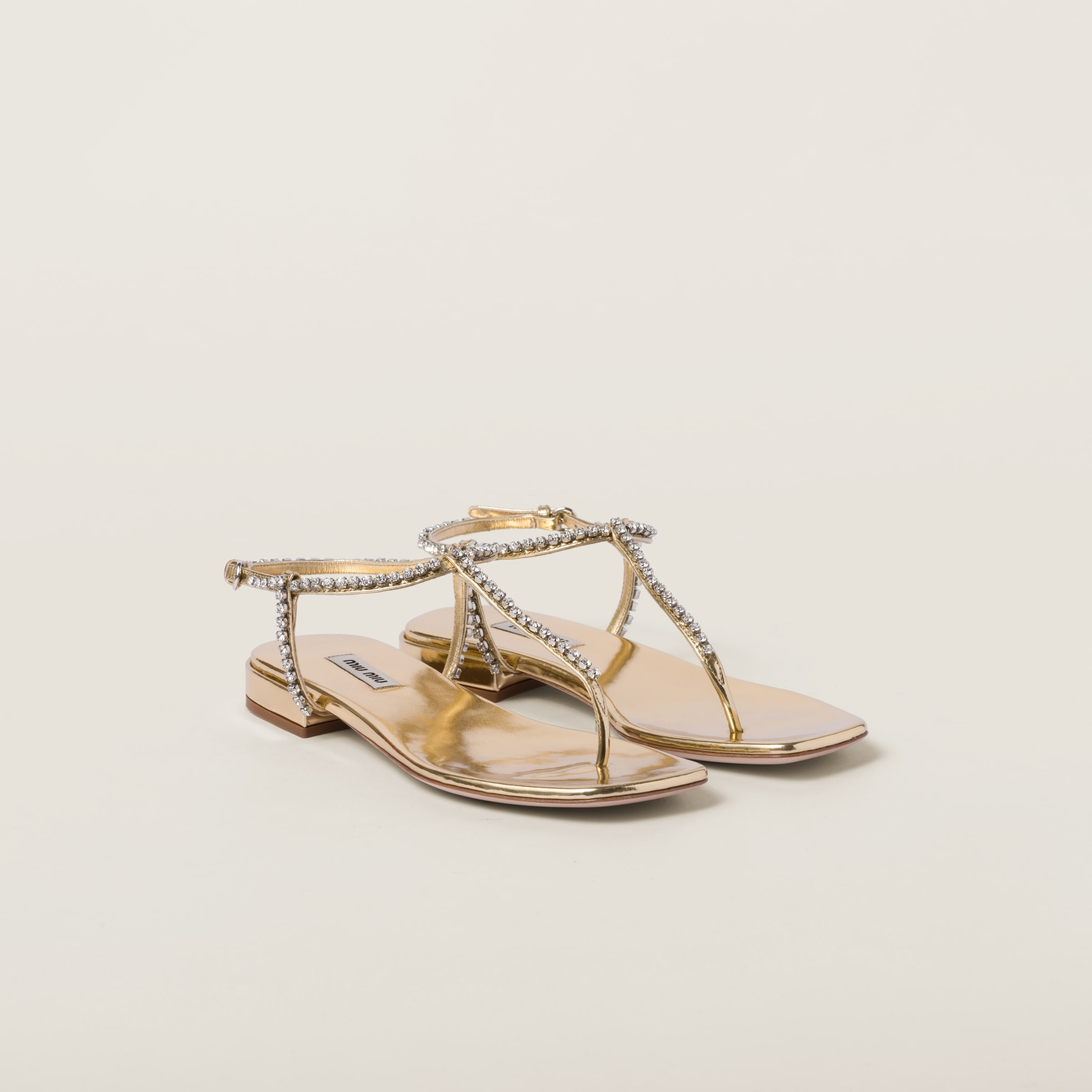 Metallic leather thong sandals - 1