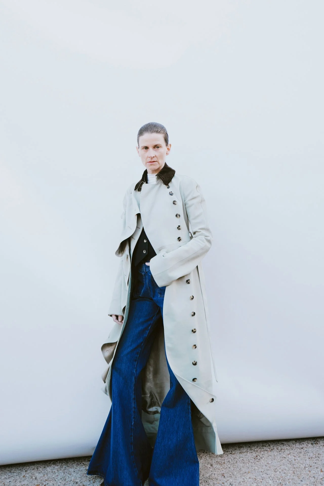 BIB-FRONT STRUCTURED TRENCH COAT LIGHT KHAKI - 1