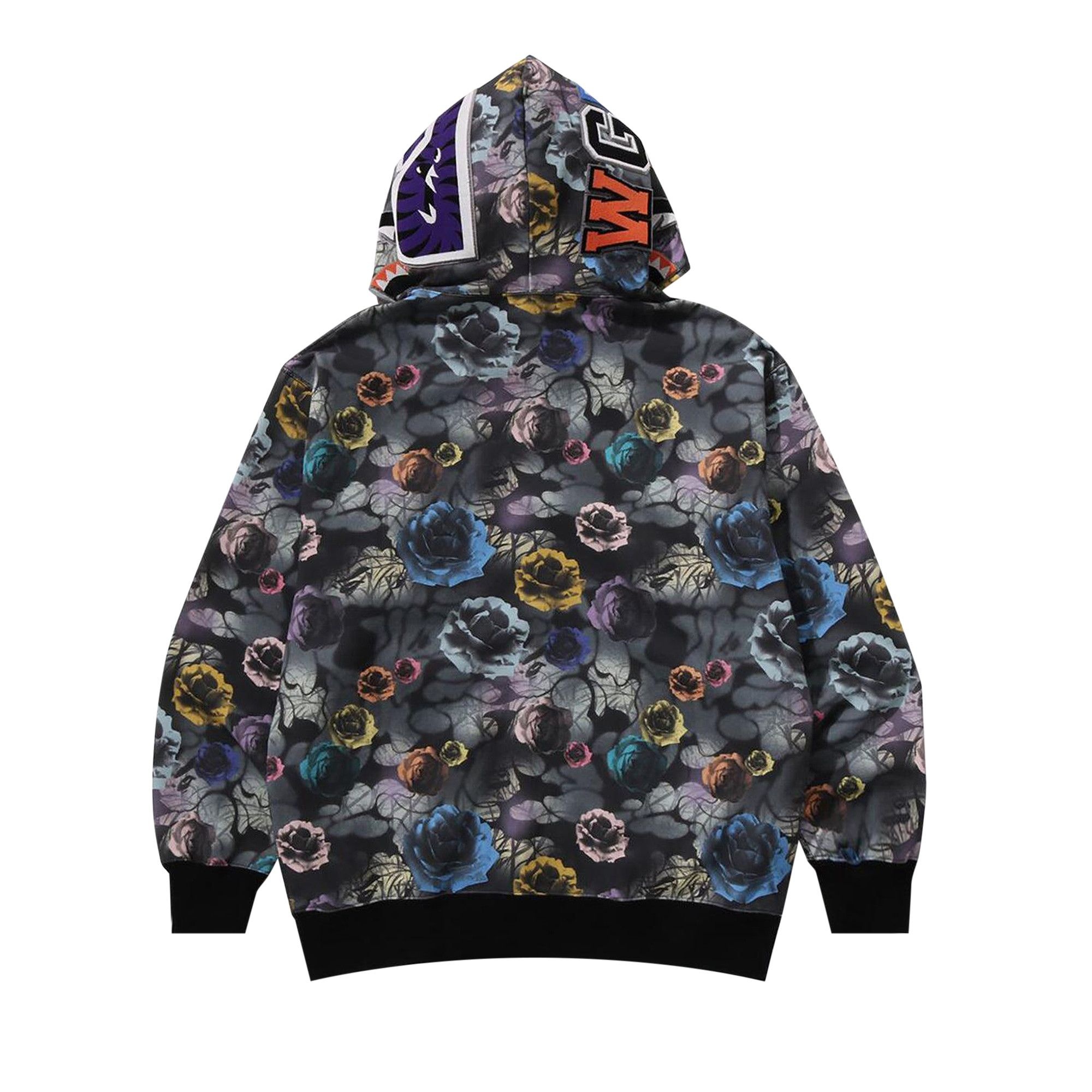 BAPE Floral Camo Shark Relaxed Fit Full Zip Hoodie 'Black' - 3