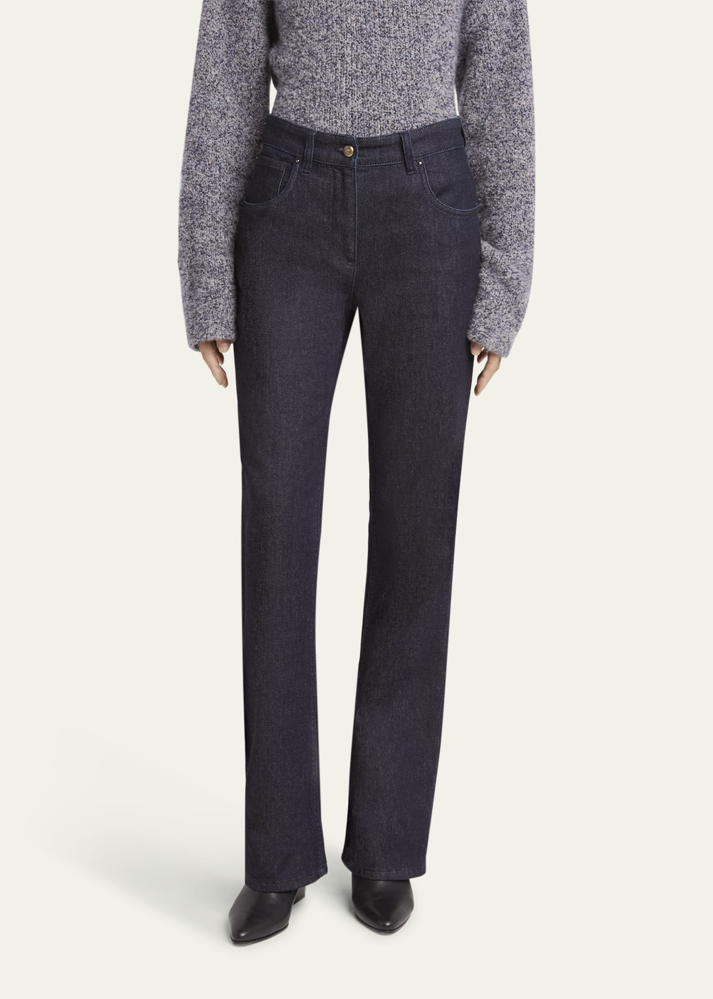 Cotton-Cashmere Denim Straight-Leg Trousers - 4