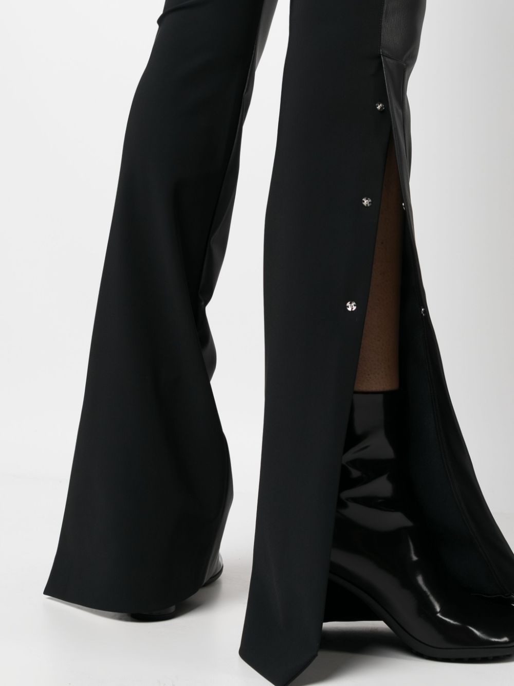 panelled-design flared trousers - 5