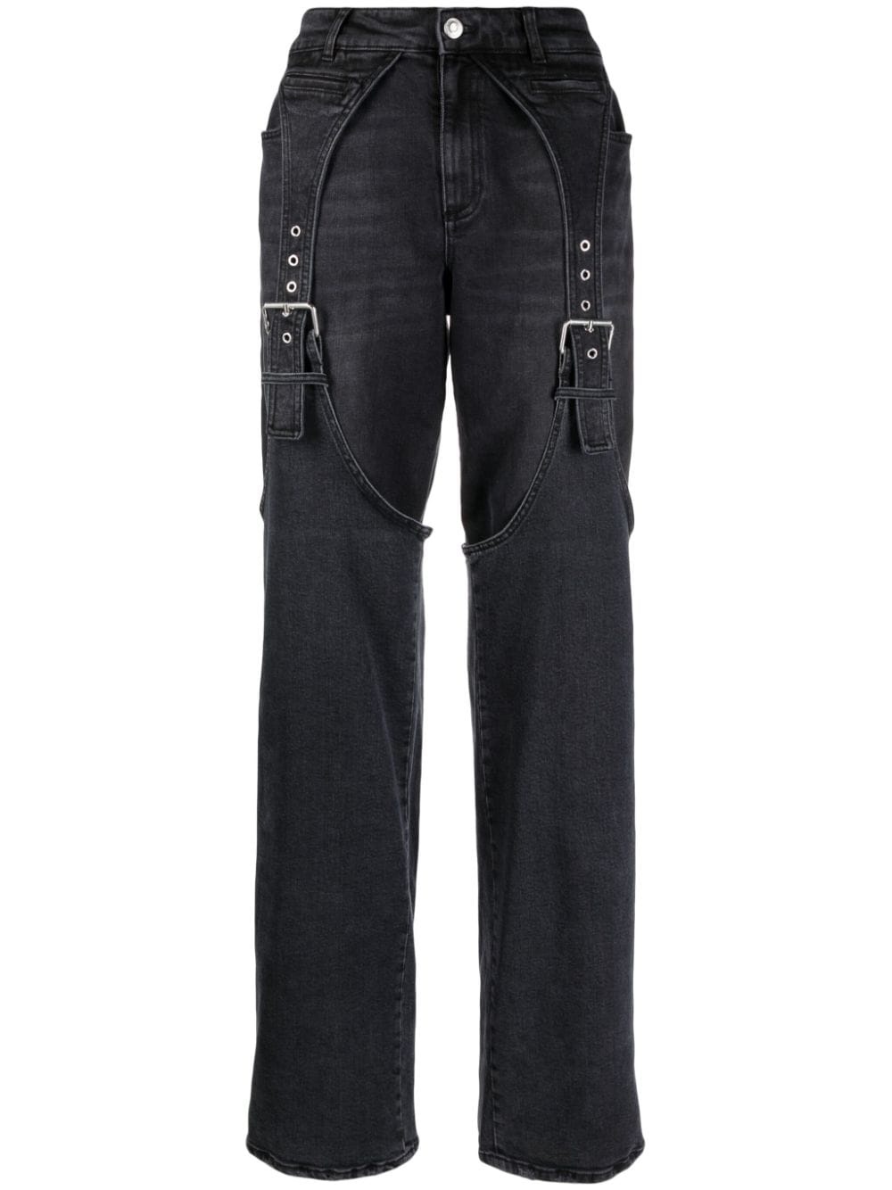 logo-patch cotton wide-leg jeans - 1