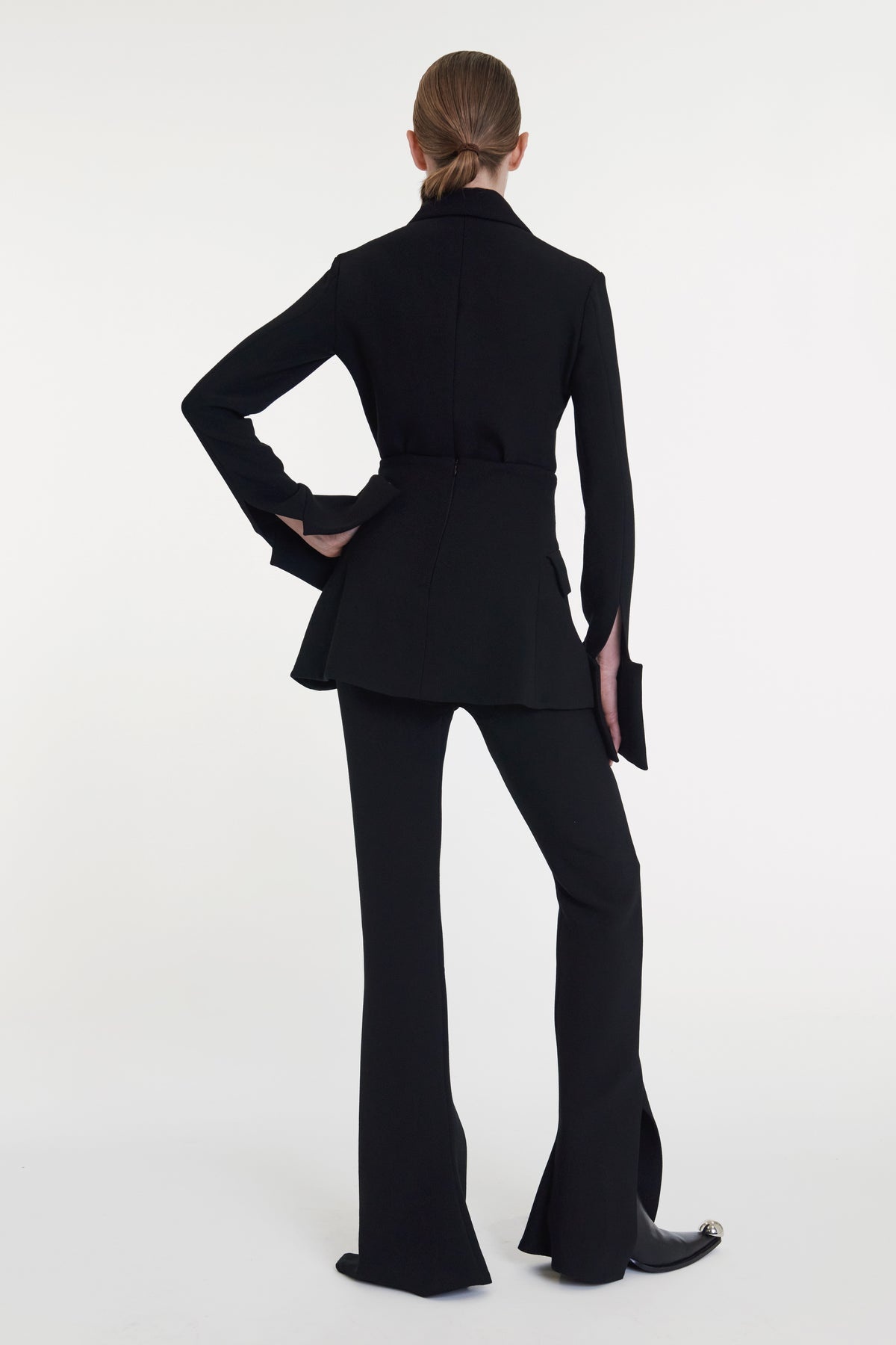FITTED TROUSERS WITH BASQUE DETAIL BLACK - 3