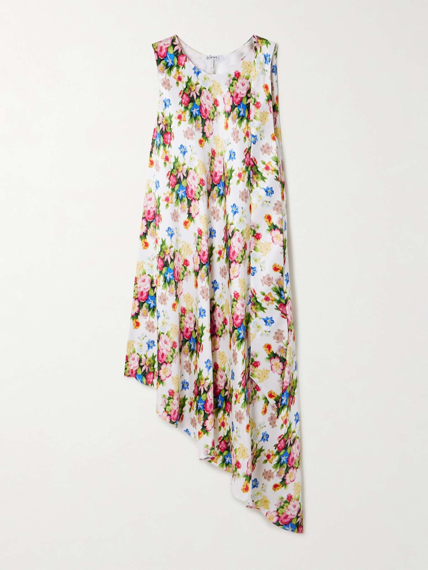 Asymmetric floral-print silk dress - 1