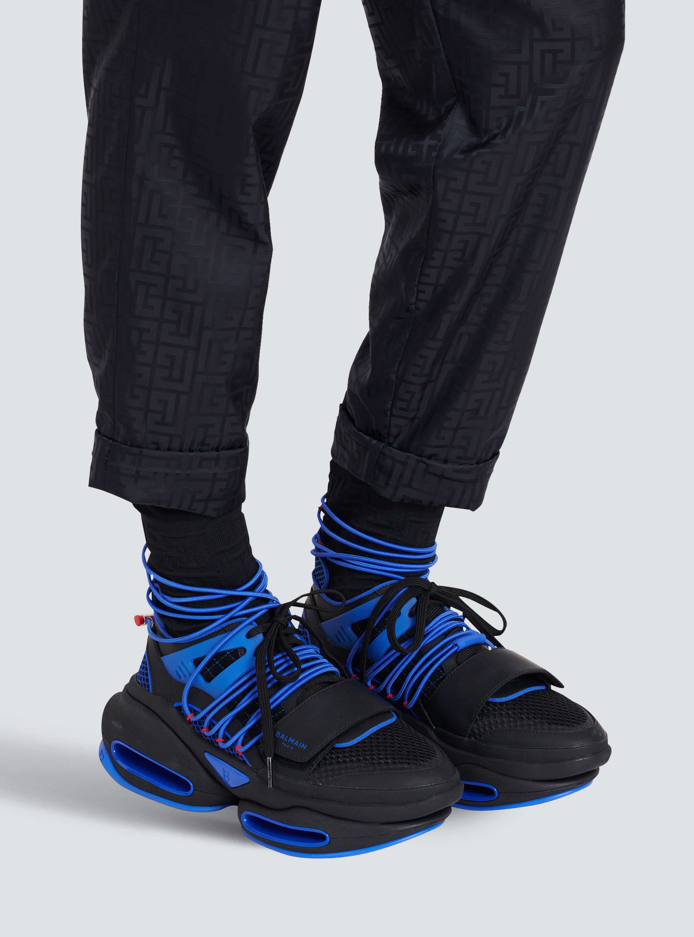 Bicolor knit and mesh B-Bold high-top sneakers - 8