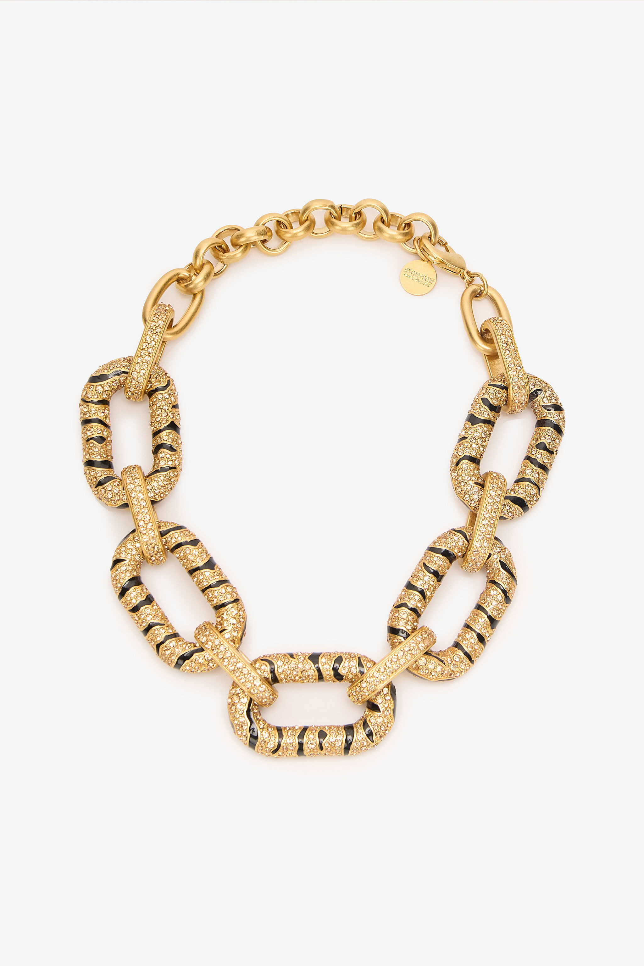 Chain Necklace With Crystals And Tiger Skin Pattern - 3
