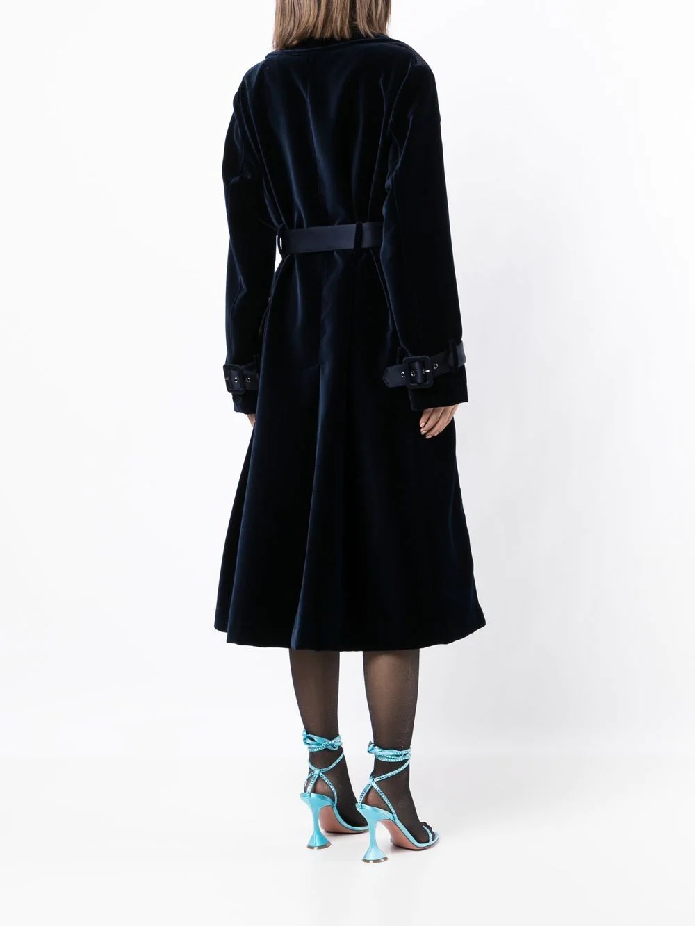 notched-lapels belted coat - 4