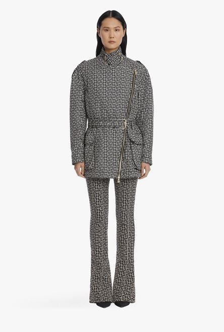 Oversized bicolor jacquard jacket with Balmain monogram - 4