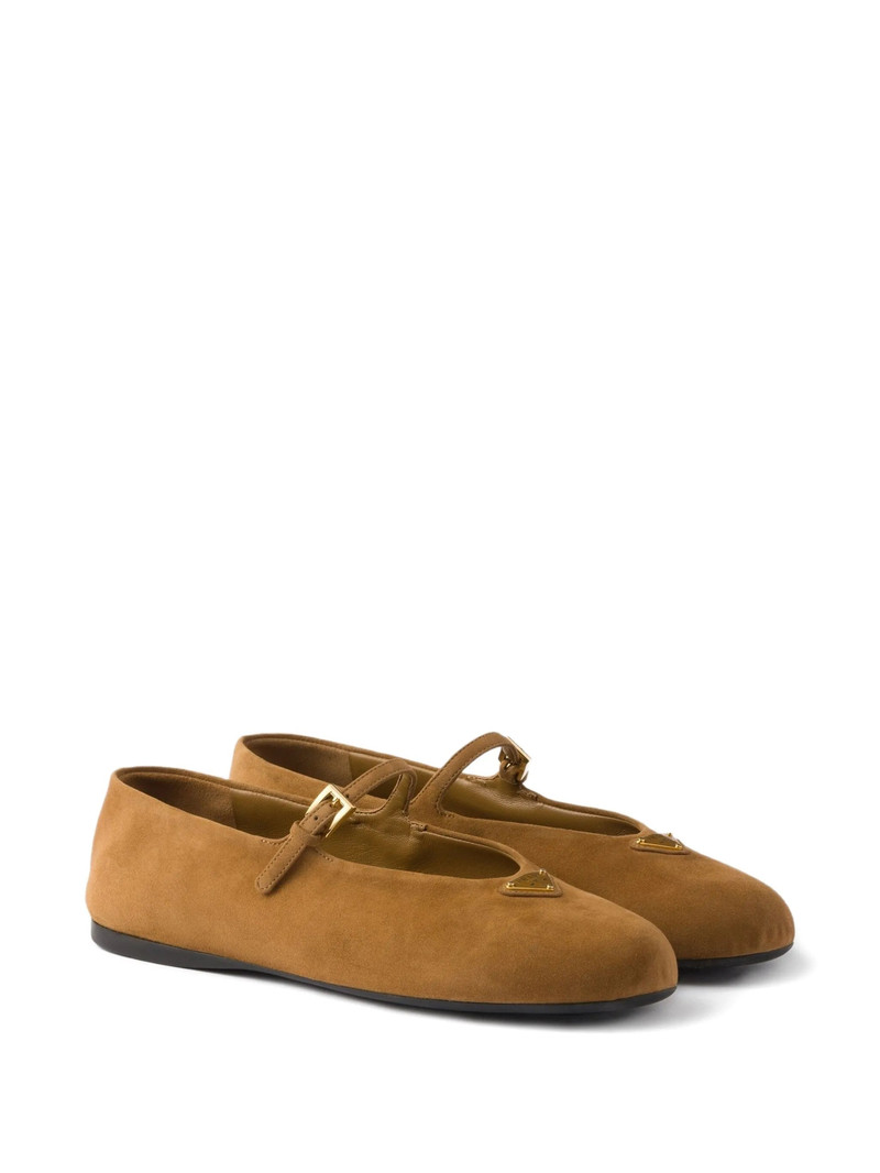 Prada Buckle Strap Suede Ballerinas 5