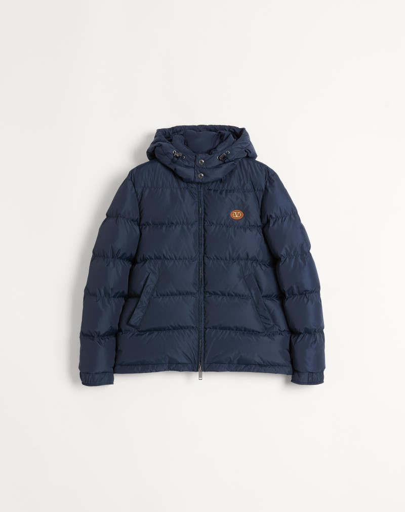 NYLON HOODED DOWN JACKET WITH VLOGO PATCH 1