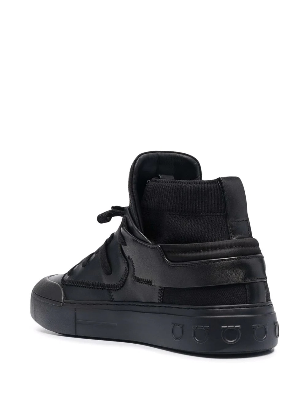 high-top leather sneakers - 3
