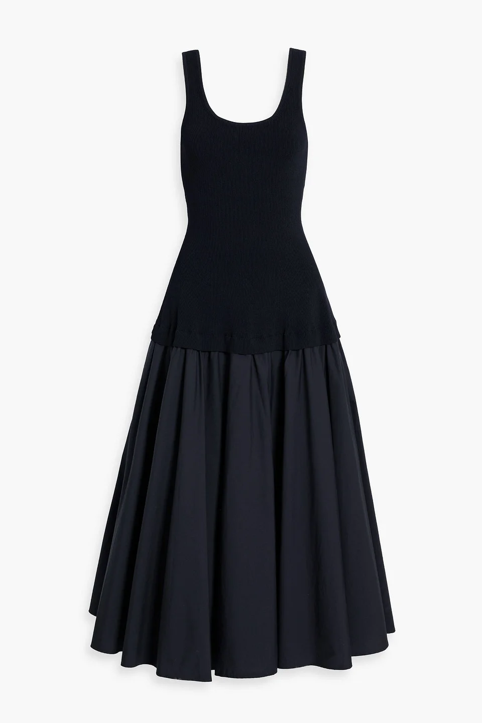 Silas ribbed-knit and cotton-poplin midi dress - 1