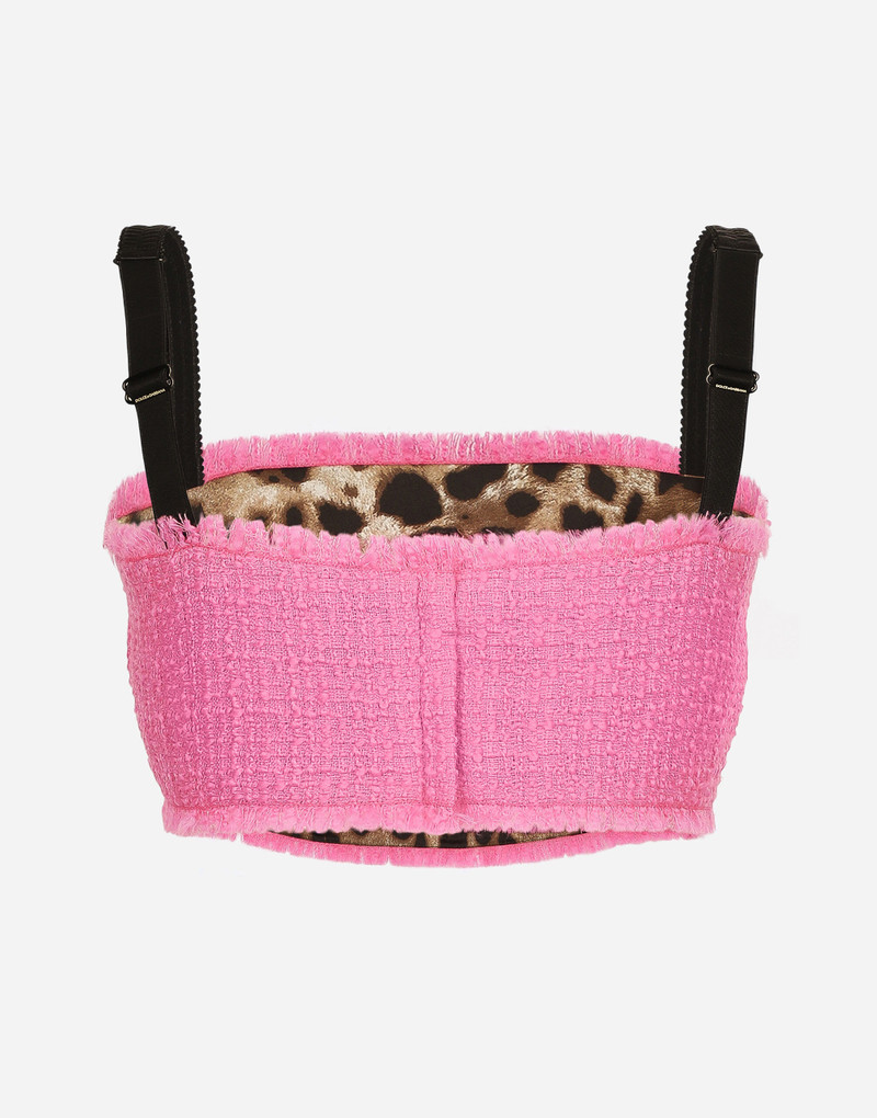 Dolce & Gabbana Raschel tweed crop top with straps outlook