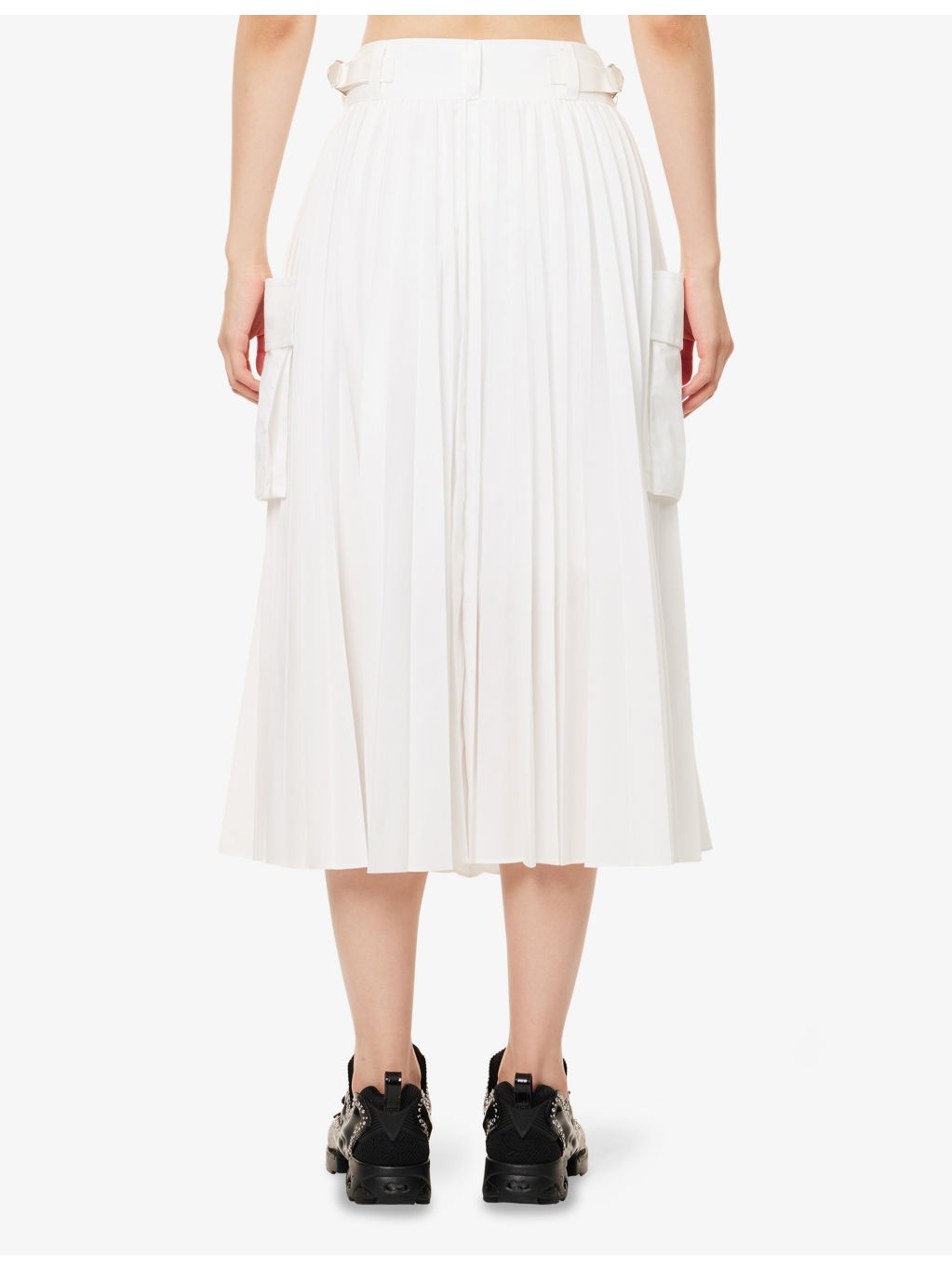 Pleated Wrap-Front Woven Midi Skirt - 4