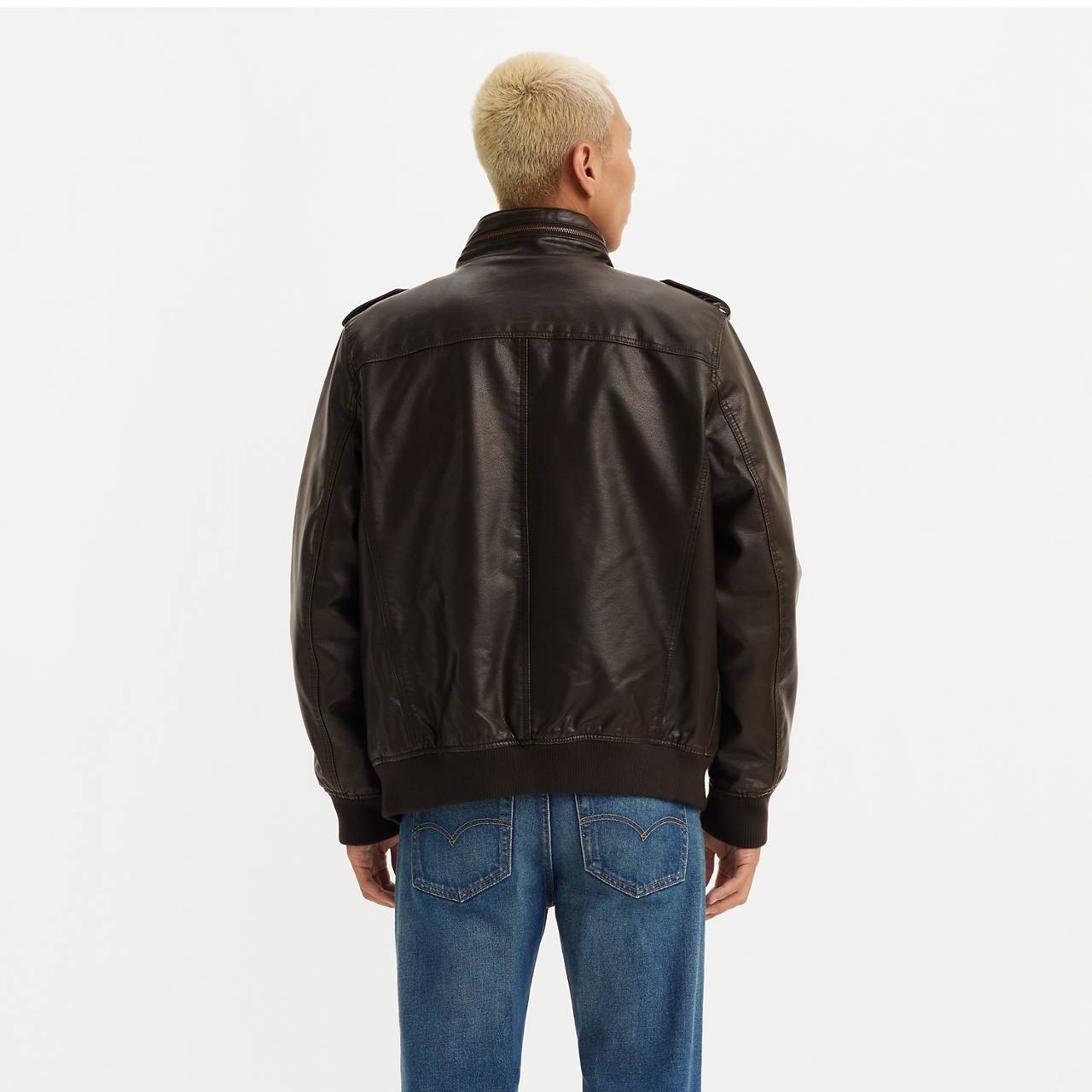 FAUX LEATHER AVIATOR BOMBER JACKET - 2