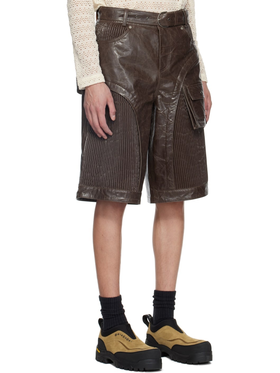 Brown Sunbird Faux-Leather Shorts - 2