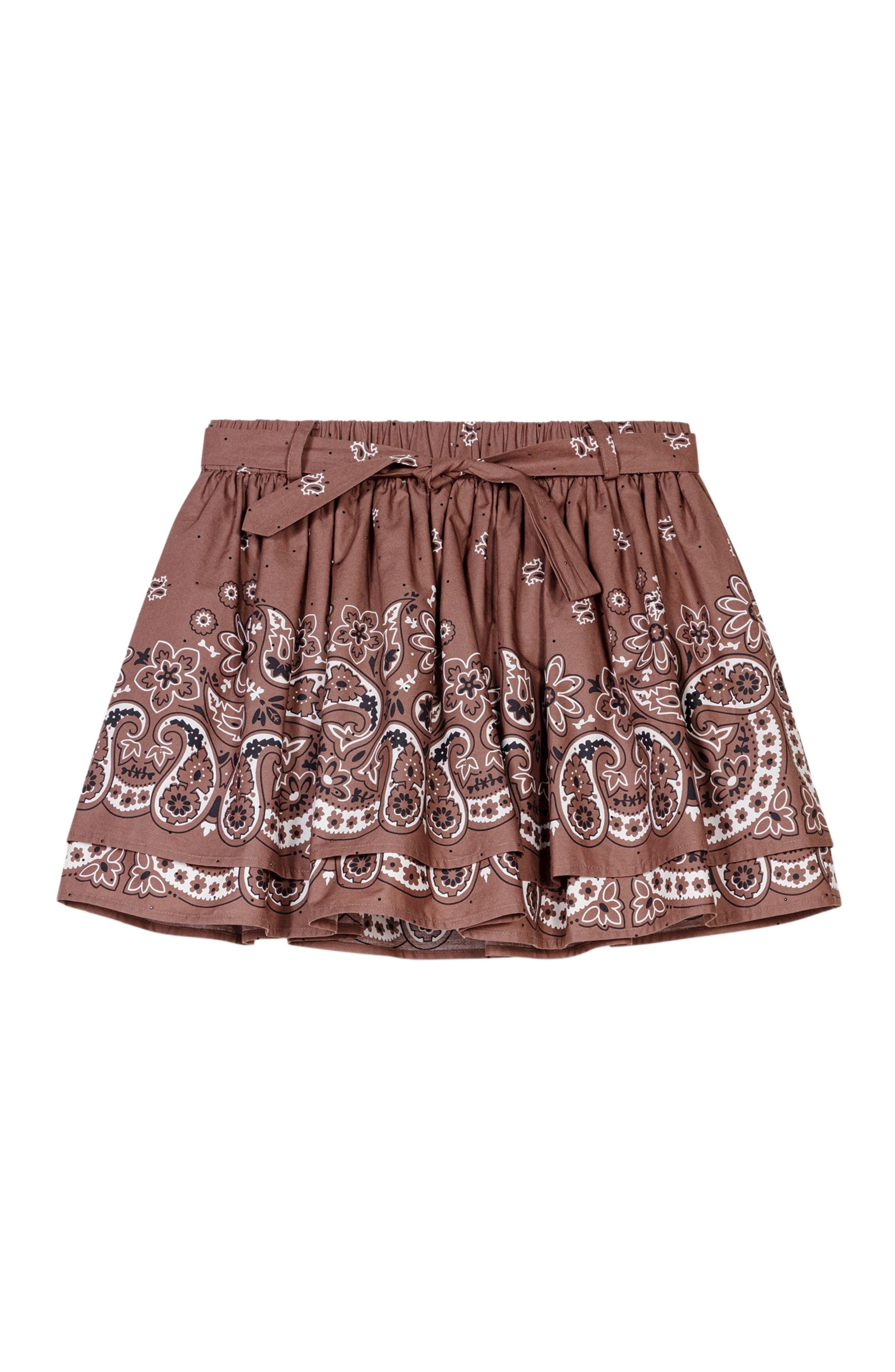 maje Print mini skirt with rhinestones in Brown Bandana Print at Nordstrom - 6