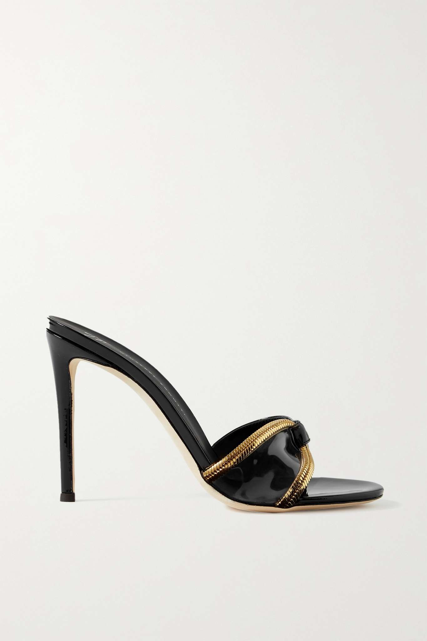 Basic chain-embellished PVC and patent-leather mules - 1