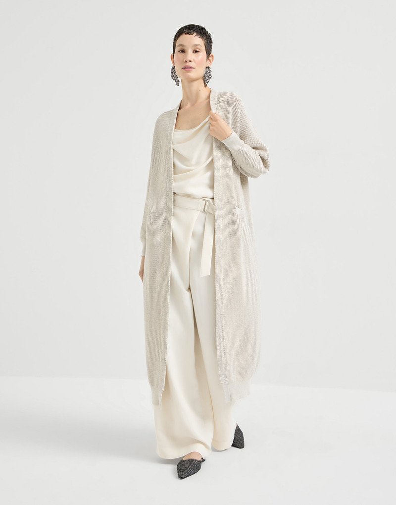 Cotton sparkling net long cardigan 2