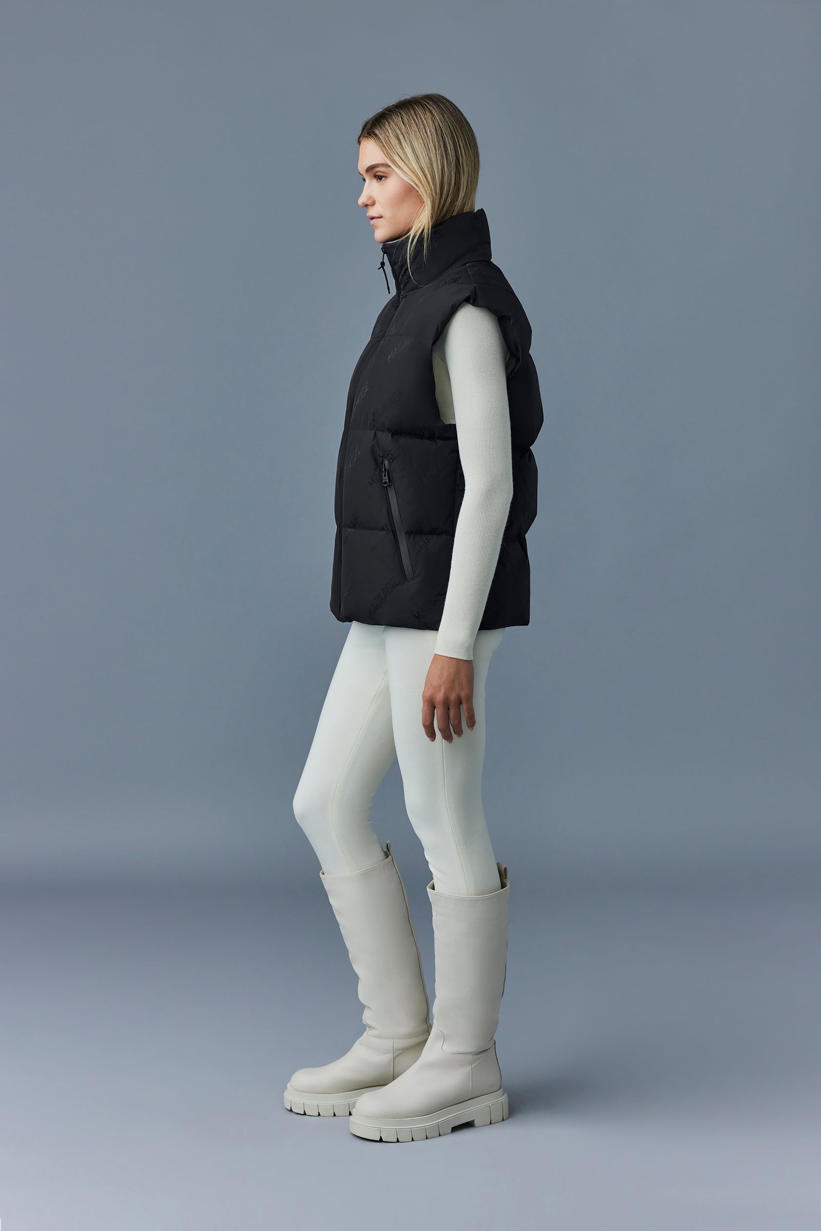 LARRY-CITYMG Jacquard logo pattern down vest - 4