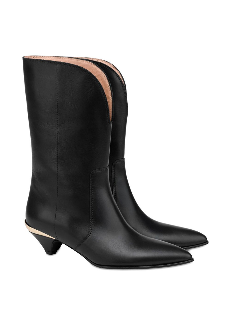 Moschino calf leather pointed-toe boots outlook