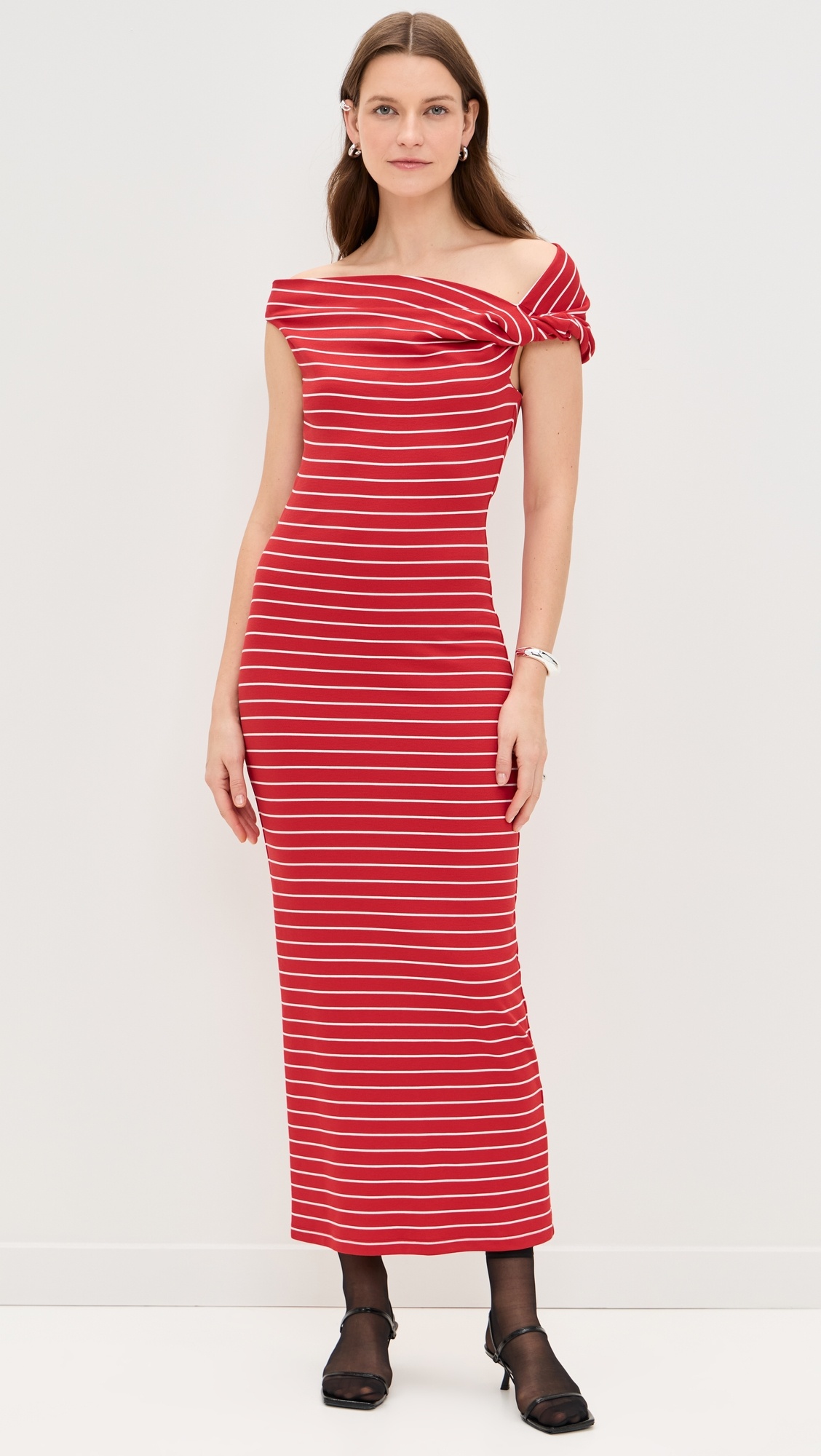 Stripe Asymmetric Maxi Dress - 6