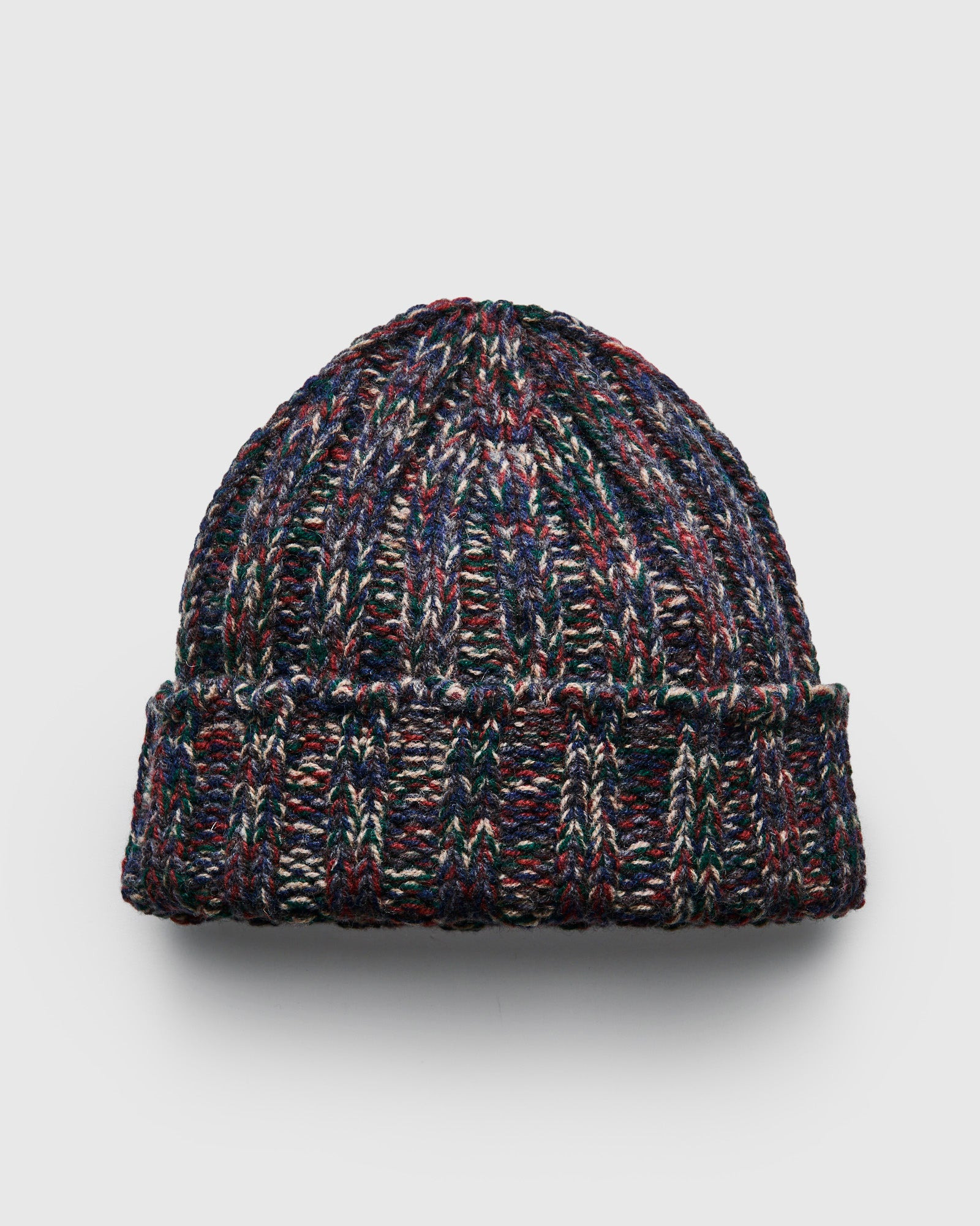 "Marled Fantasies" Wool Beanie in Navy Mix - 3