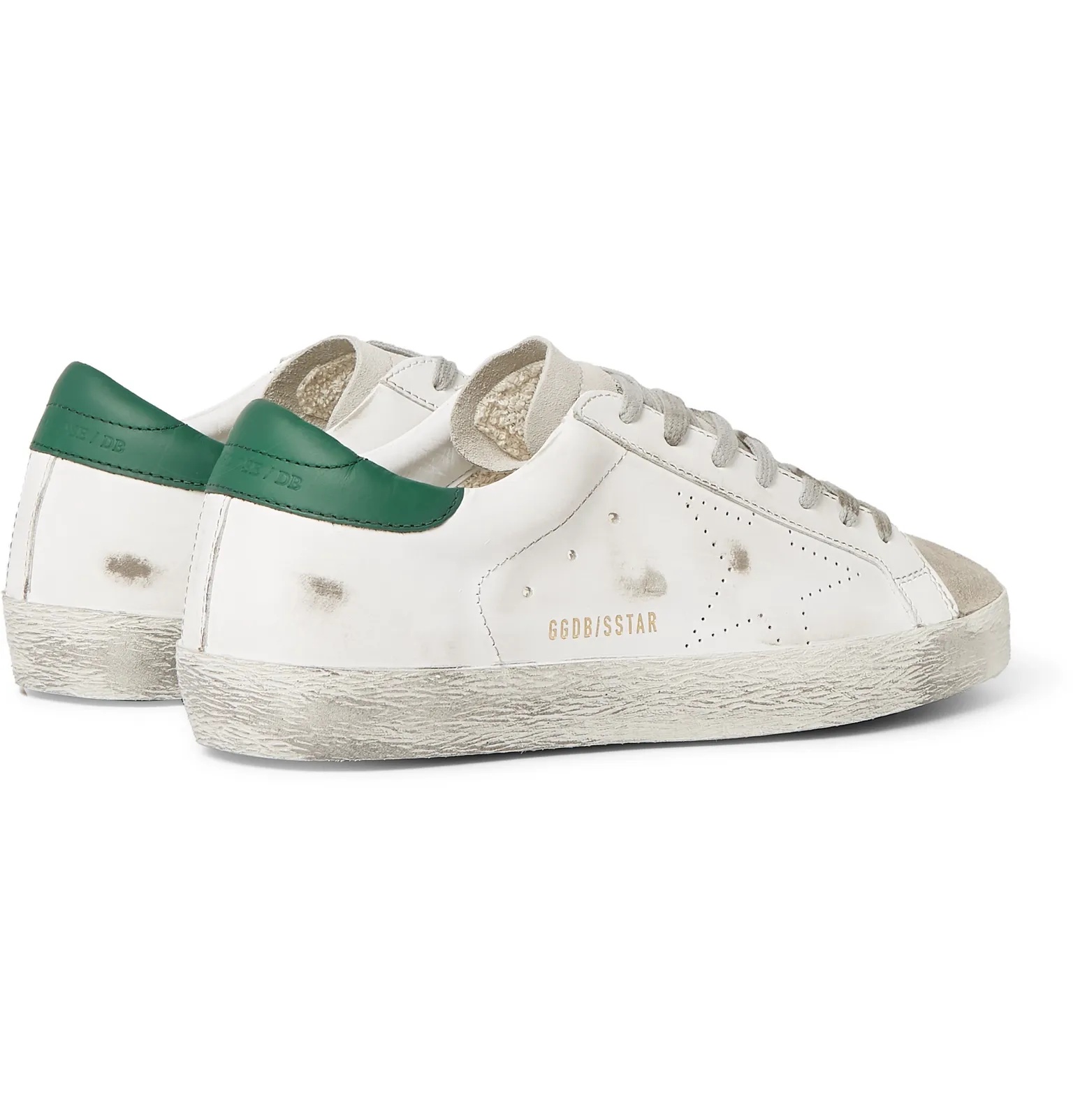 Superstar Distressed Leather and Suede Sneakers - 6