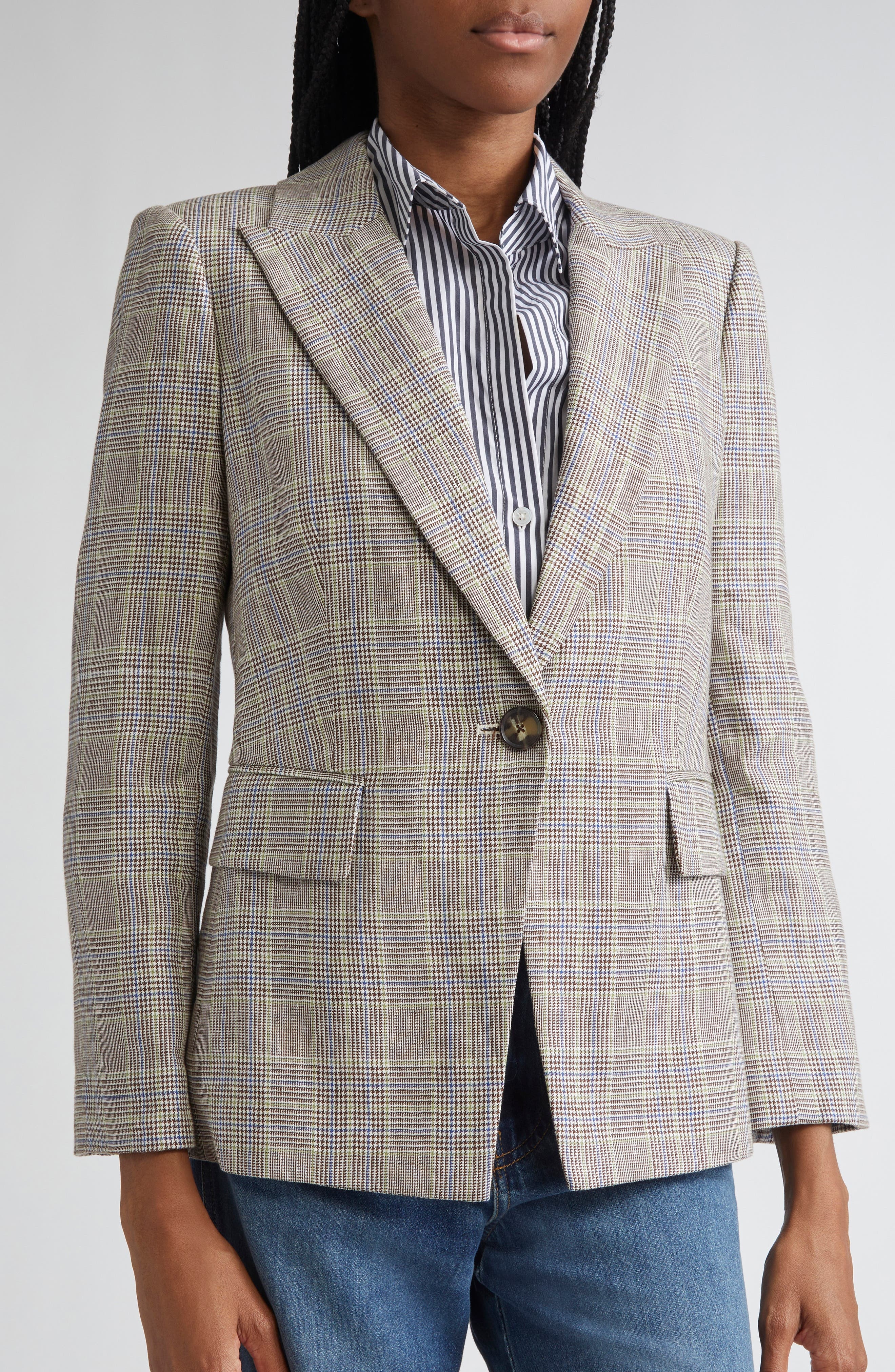 Veronica Beard Obie Linen Dickey Jacket in Off White Multi at Nordstrom - 7