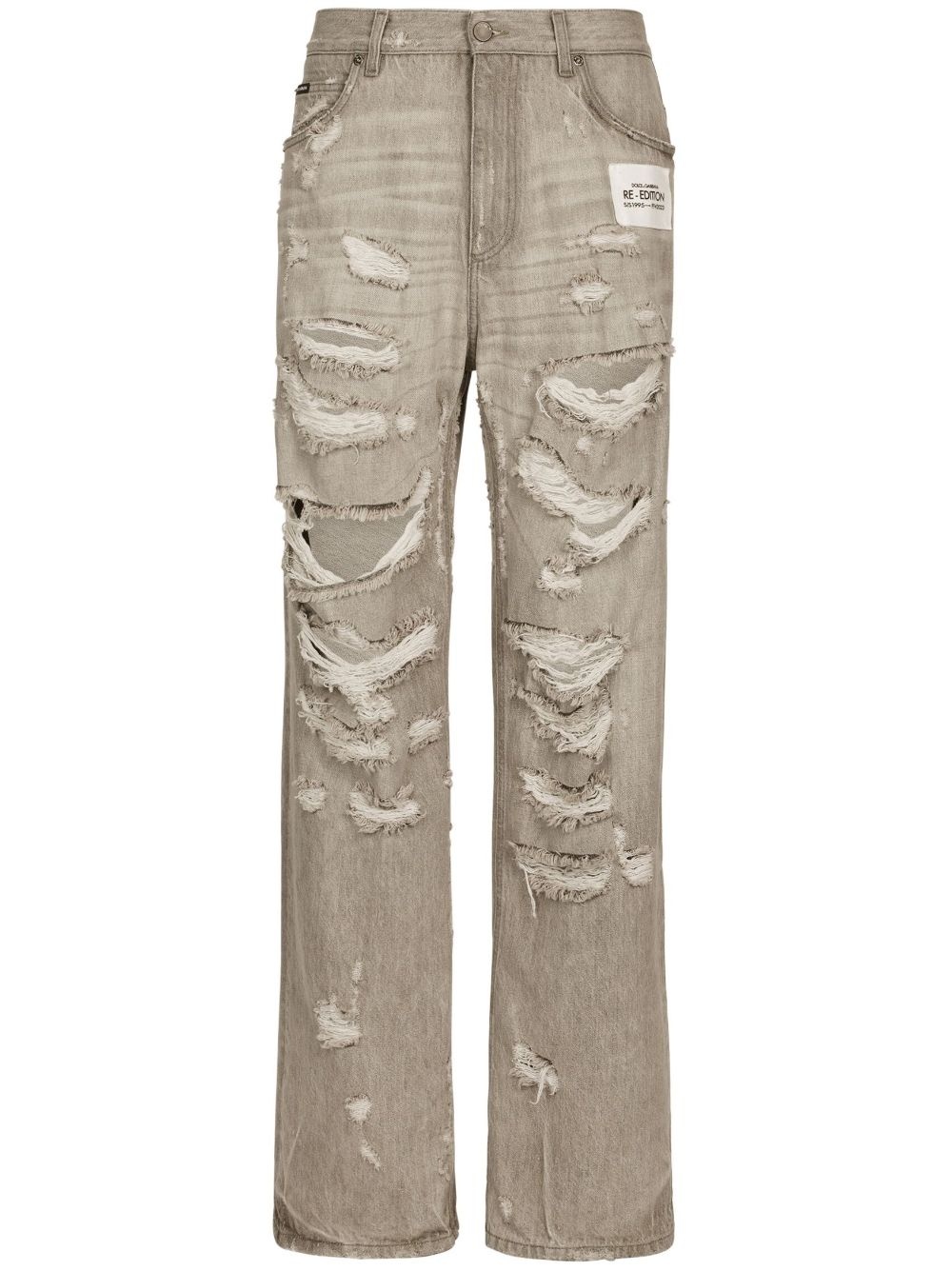 distressed straight-leg jeans - 1