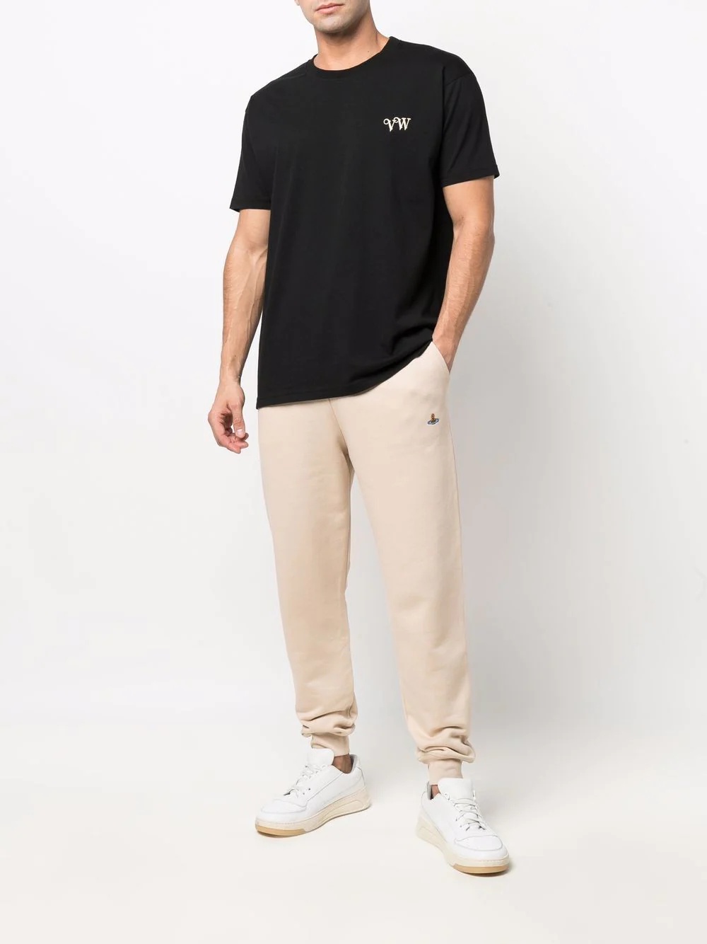 drawstring-waist cotton track trousers - 2