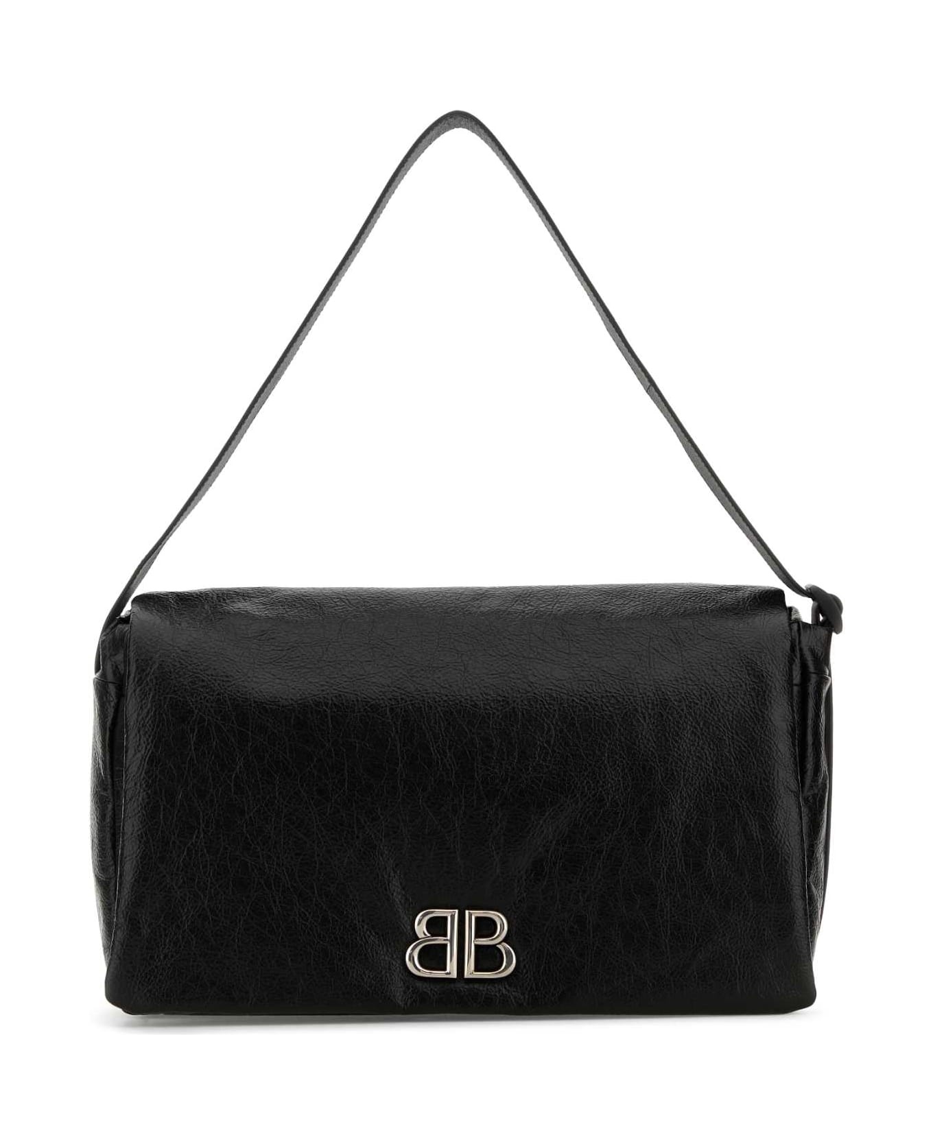 Black Leather Medium Monaco Crossbody Bag - 1