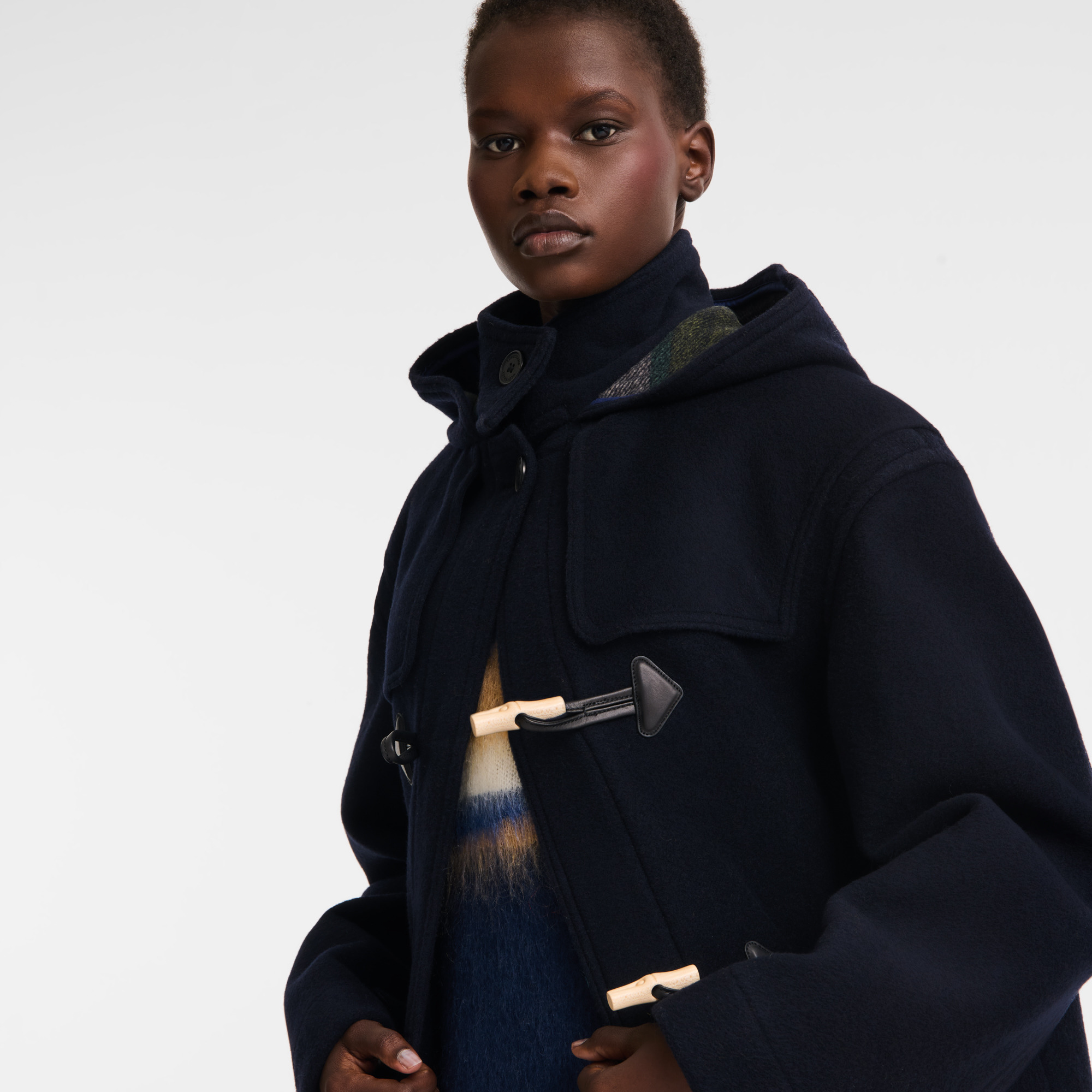 Duffle Coat Navy - Double-faced wool cloth - 4